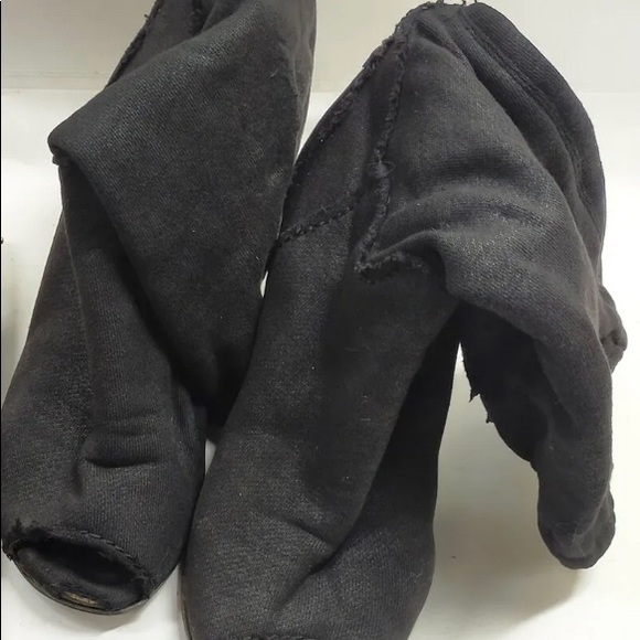 CHANEL Vintage Black Open Toe Wedge Boots - SZ 36 / 6 - Picture 4 of 7